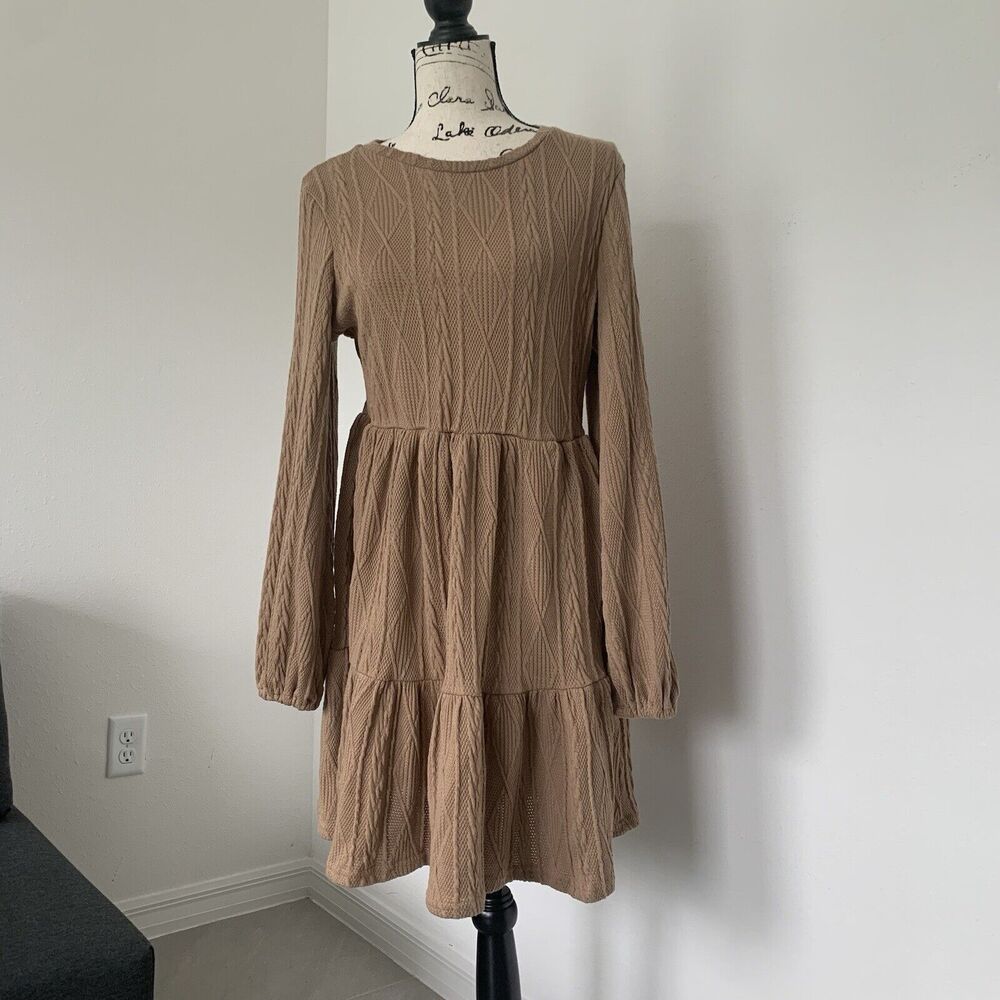 Brown Knitted Sweater Dress Size Large